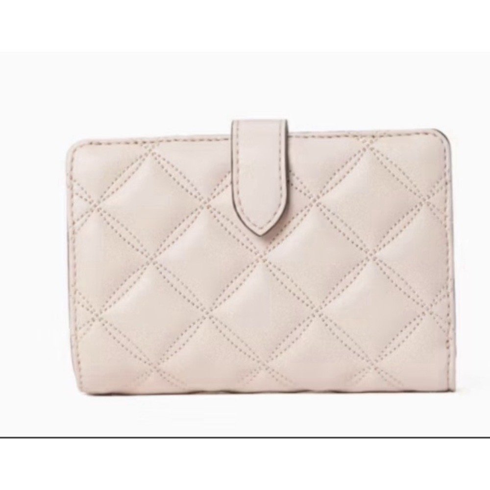 Kate Spade natalia medium Diamond Quilted compact bifold wallet In Pink Blush